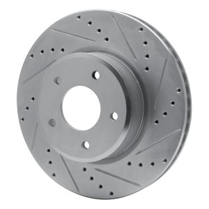 Pontiac GTO Brake Rotor (1) - Front Right - R1 Concepts - Drilled & Slotted - Silver - `05-`06